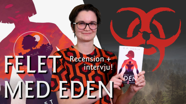 Karla Brander håller upp E.P. Ugglas dystopi Felet med Eden.