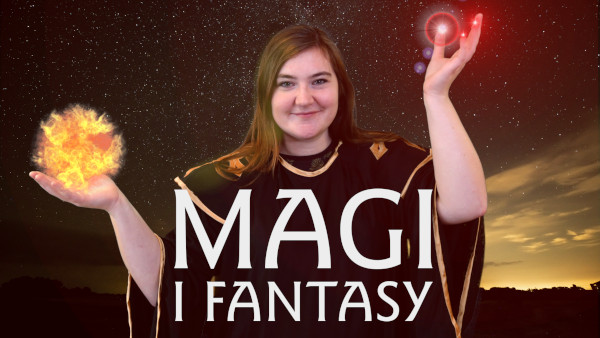 Programledaren demonstrerar magi i fantasy.